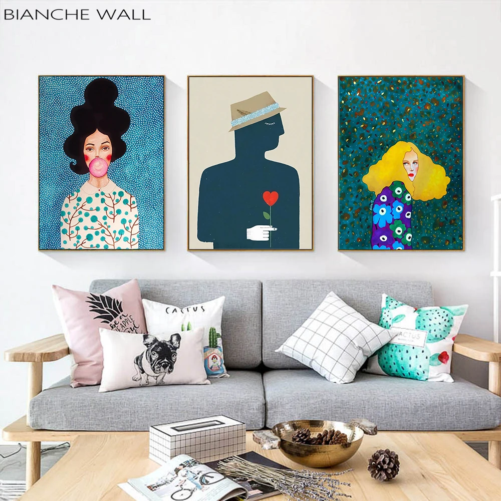 

Nordic Modern Style Characters Colorful Abstract Canvas Painting Poster Print Decor Wall Art Pictures For Living Room Bedroom