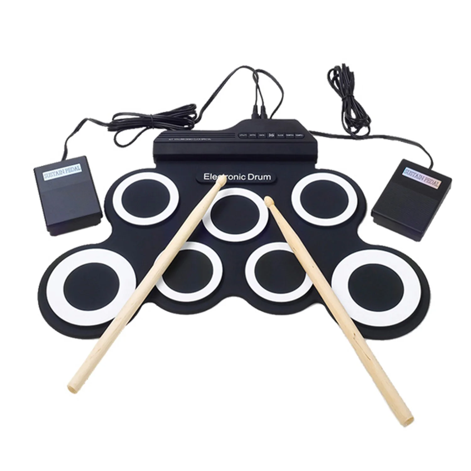 

HLBY Electronic Drum Set /7 Electronic Drum /7 Tone /8 Demo Song/ 7 Drum Pads Metronome Function /External Instrument Input Ava