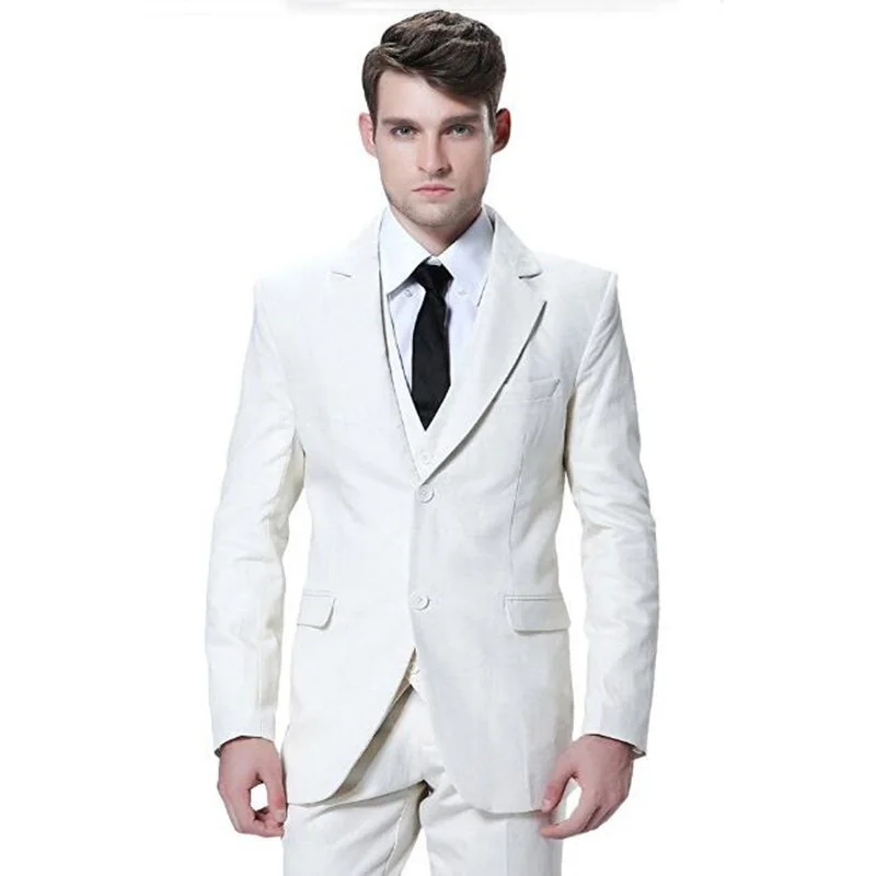 White Slim Fit Men Suits Wedding Groom Wear Tuxedos 3Pieces (Jacket+Pants+Vest) Terno Bridegroom Prom Suits Costume Homme Blazer men suits business wedding suits blazer custom slim fit formal groom tailored tuxedo best man prom terno masculino 3pieces