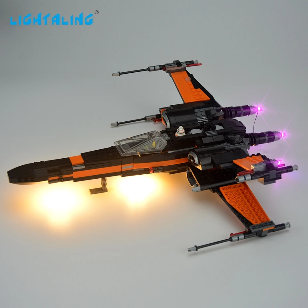 Светильник aling светодиодный светильник набор для известного бренда 75102 Poe's X-Wing Fighter модель комплект блоки игрушка