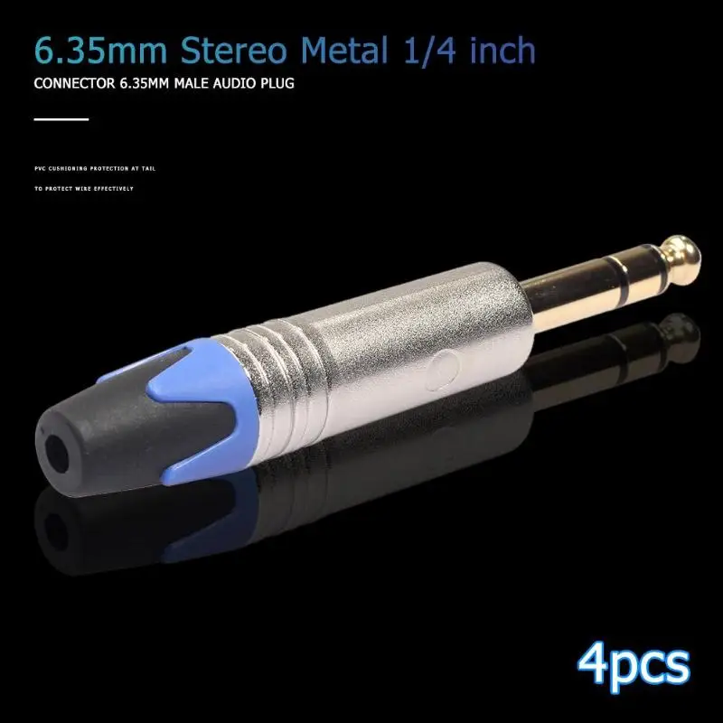 4 шт 6,35 мм 6,5 мм штекер стерео разъем адаптер для микрофона