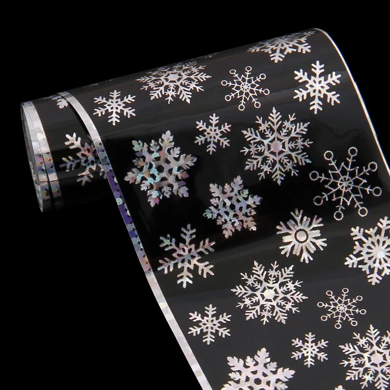 

Shinning Snowflake Nail Art Transfer Foils Sticker Beauty Adhesive Polish Wrap Nail Tips Decorations 100cmx4cm