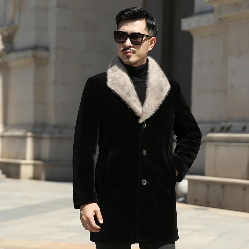 Большие размеры 7XL осенне-зимнее роскошное меховая кашемировая и овечий мех