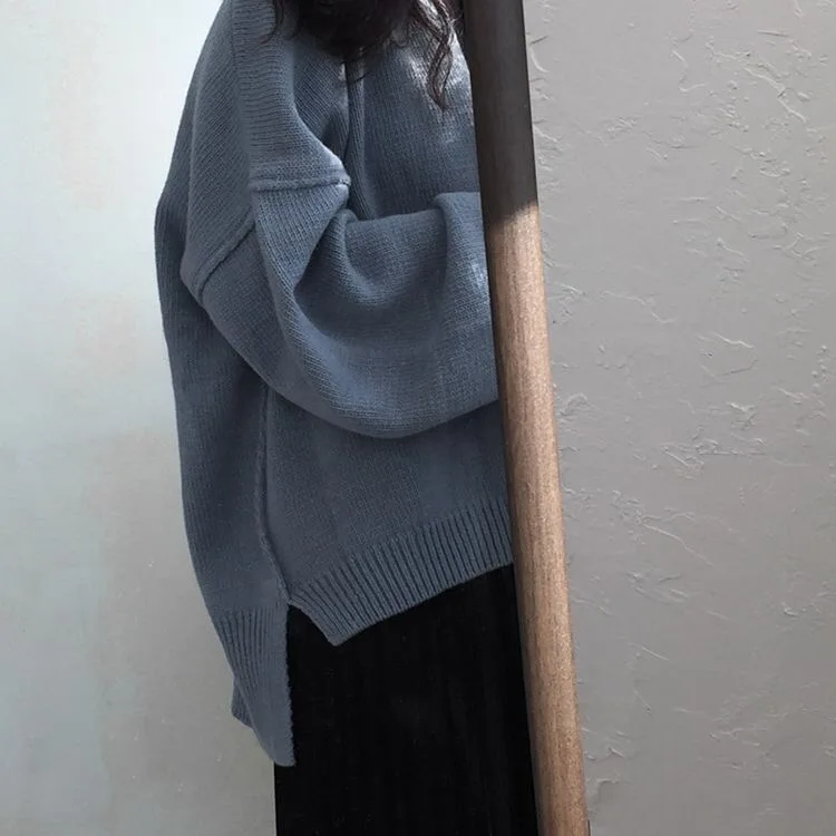 XL вязаный свободный большой японский длинный свитер женский сплит-свитер кимоно feminino пуловер модная осенняя одежда свободный вязаный свитер женский кофты свитер больших размеров туника теплая женская оверсайз
