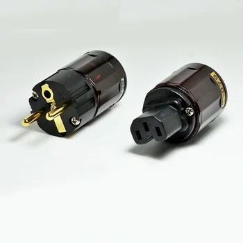

100Pairs/Lot EU Standard Plugs For Oyaide P-079E/C079 24k Gold-Plated SCHUKO Power Plug