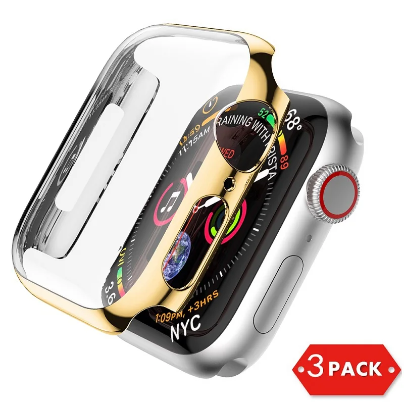 Защитный чехол для Apple Watch Series 4 5 40 мм 44 мм Защитная пленка для часов iWatch Series 4 5 Аксессуары - Цвет ремешка: Gold