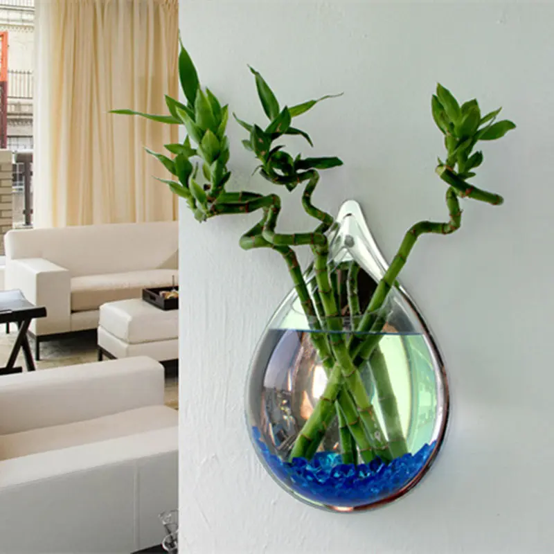 Aquarium Fish tank Wall-Mounted Mirror Fish tanks Small-scale Wall Hanging Vase Plant Fish Aquariums Diameter 22cm 24cm Wall decor (1)