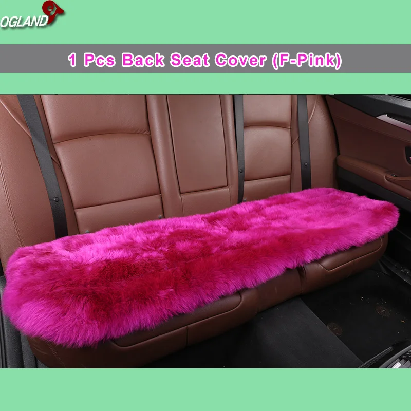 OGLAND Лидер продаж, длинные шерстяные кожаные чехлы для сидений автомобиля, набор для взрослых, меховая подушка, аксессуары для автомобиля, для авто, Австралийская овчина, 3 шт - Название цвета: 1pcs Back F-Pink