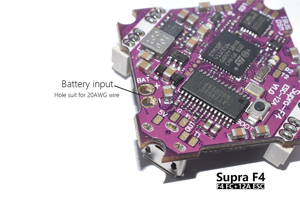 Supra-F4-12A V1.0 F411 F4 Flight Controller AIO OSD BEC & 12A BL_S 2-4S 4In1 ESC for RC Drone FPV Racing  (8)