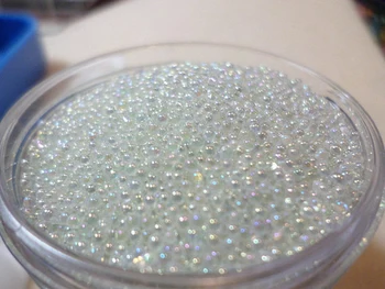 

0.6 0.8mm Nail Beads AB Iridescent Micro Ball Nail Art Sticker Beads Clear Glass Nail Caviar 3D Nail Decoration Glitter Bead 10g