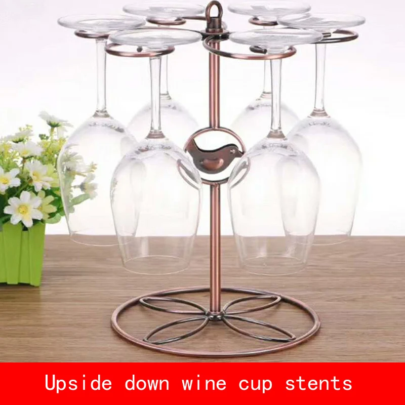 

European retro style new design bird red wine cup stents not fade bronze color metal bracket