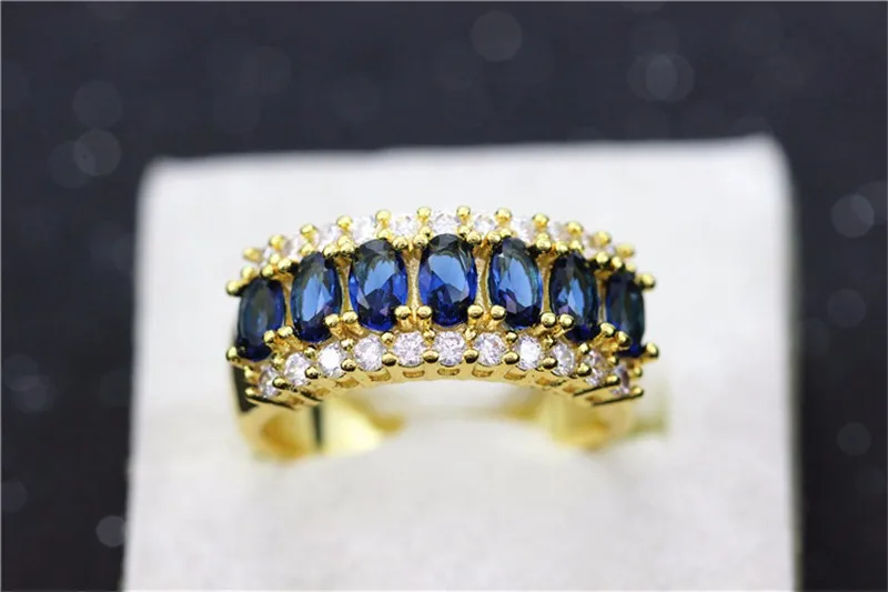 Uloveido продажи золота Цвет Кристалл женский горный хрусталь кольца для женщин синий камень рождественские подарки для Год Топ Bague Роковой кольца для женщин бижутерия женское J501