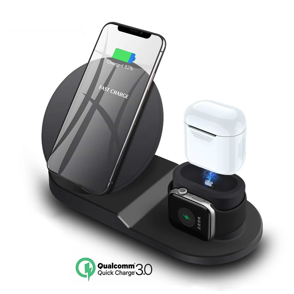 

QC 3.0 Fast Charger QI Wireless Charger For IPhone 8plus X XS MAX XR Charging Dock Station For Samsung Apple AirPods Apple Watch