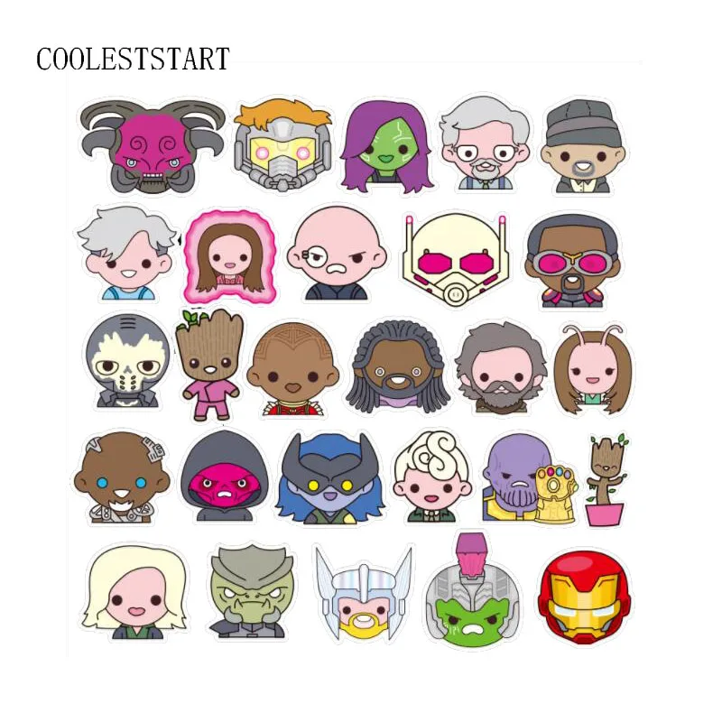 

100 Pcs/Lot Q Version Super Hero Graffiti Stickers Cartoon Cute Marvel For Laptop Luggage Fridge Skateboard Car Styling For Kid
