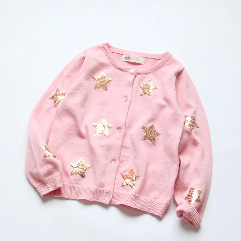 

Girls' sequin sweater Children's knit cardigan