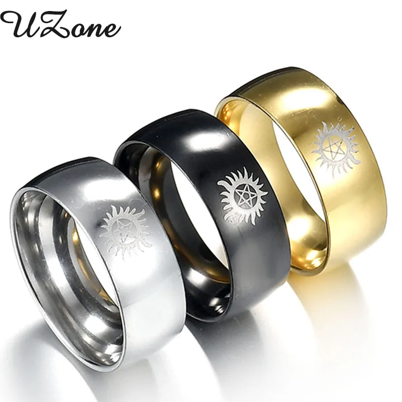 UZone, нержавеющая сталь, 8 мм, защита от солнца, сила зла, сверхъестественное кольцо для мужчин, бойфренд, крутые ювелирные изделия, вечерние, подарок