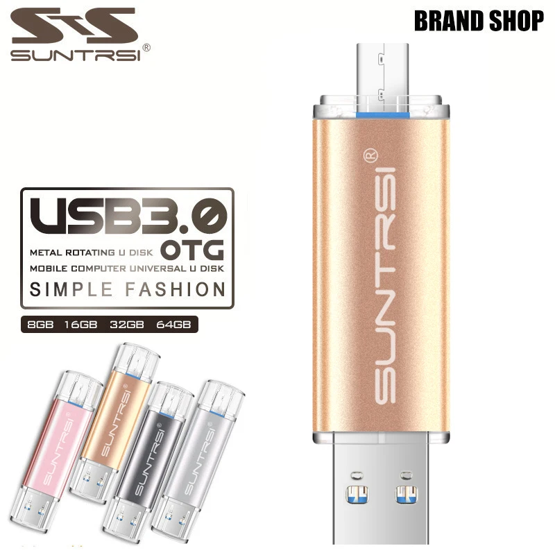 

Suntrsi USB 3.0 Flash Drive 64GB 32GB 16GB 8GB OTG Pen Drive High Speed Customized Logo Pendrive USB Stick Free Shipping