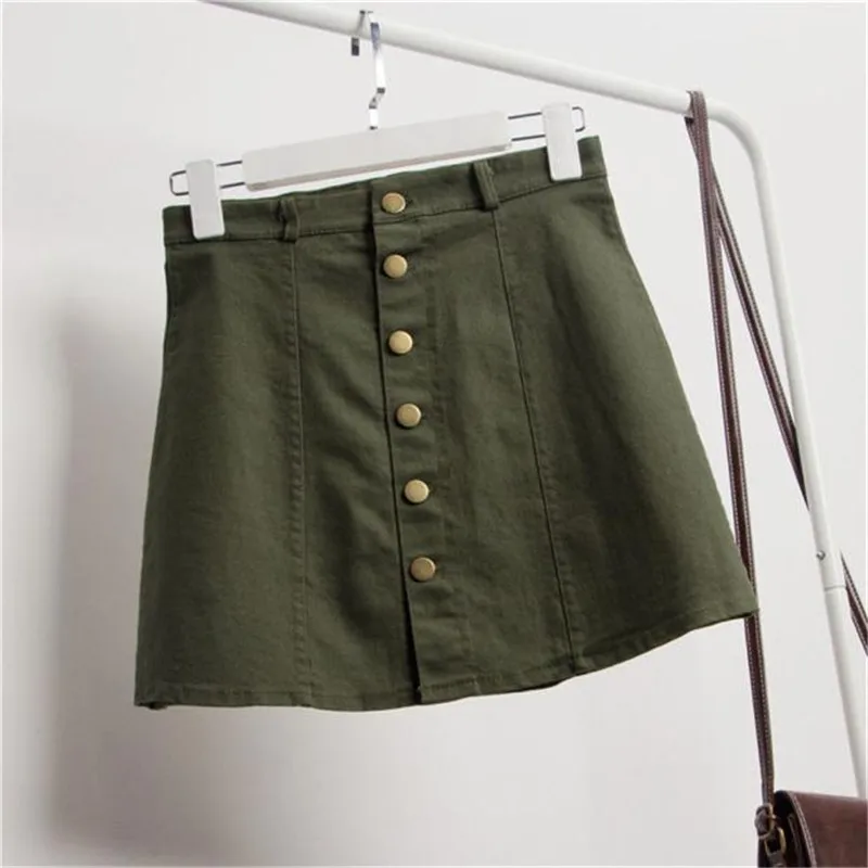 Summer Fashion Skirts Women's Fashion Button Waist Skirt Korean Army ...