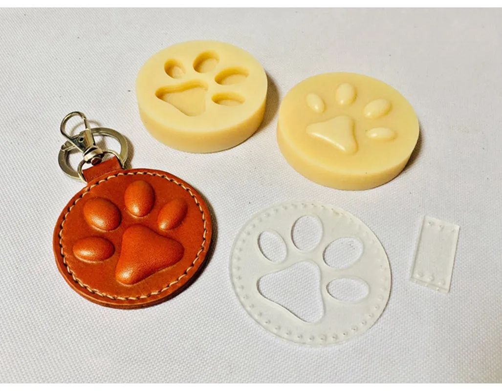 Leather Craft Key Ring DIY Handing Decoration Dog Cat Paw Shape Plastic Mold Die Cutting Mould Set 60mm leather craft tool kit,leather craft tools,leather craft tool