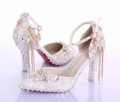 Модные Роскошные туфли со стразами и бантом на очень высоком каблуке для женщин разнопарые туфли-лодочки со стразами Свадебные Летние сандалии женская обувь - Цвет: 8cm white sandals