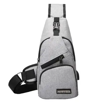 

Fashion Men Outdoor Sports Zip Crossbody Shoulder Chest Bag with USB Charge Port