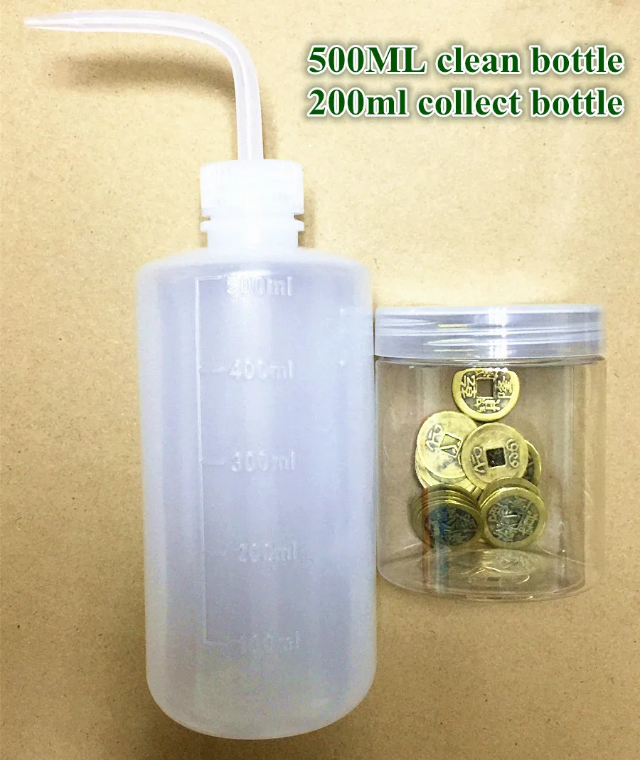 

Newst Gold Metal Detector 500ml Wash Clean Bottle Kit Metal Detector Tools 200ml Gold Wash Sands/coins Collect Bottle Set
