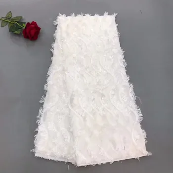 

White 3 D Flowers lace fabric high quality african lace fabric 2018 embroidered tulle net lace french fabric for wedding dress