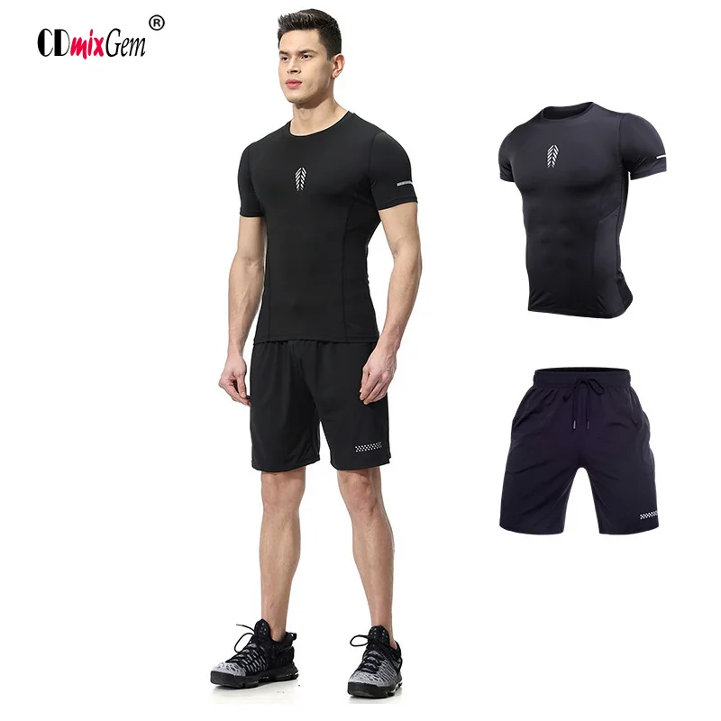 

Men's sportswear suit Running Set quick-drying tight fitness clothing moisture perspiration running suit two-piece