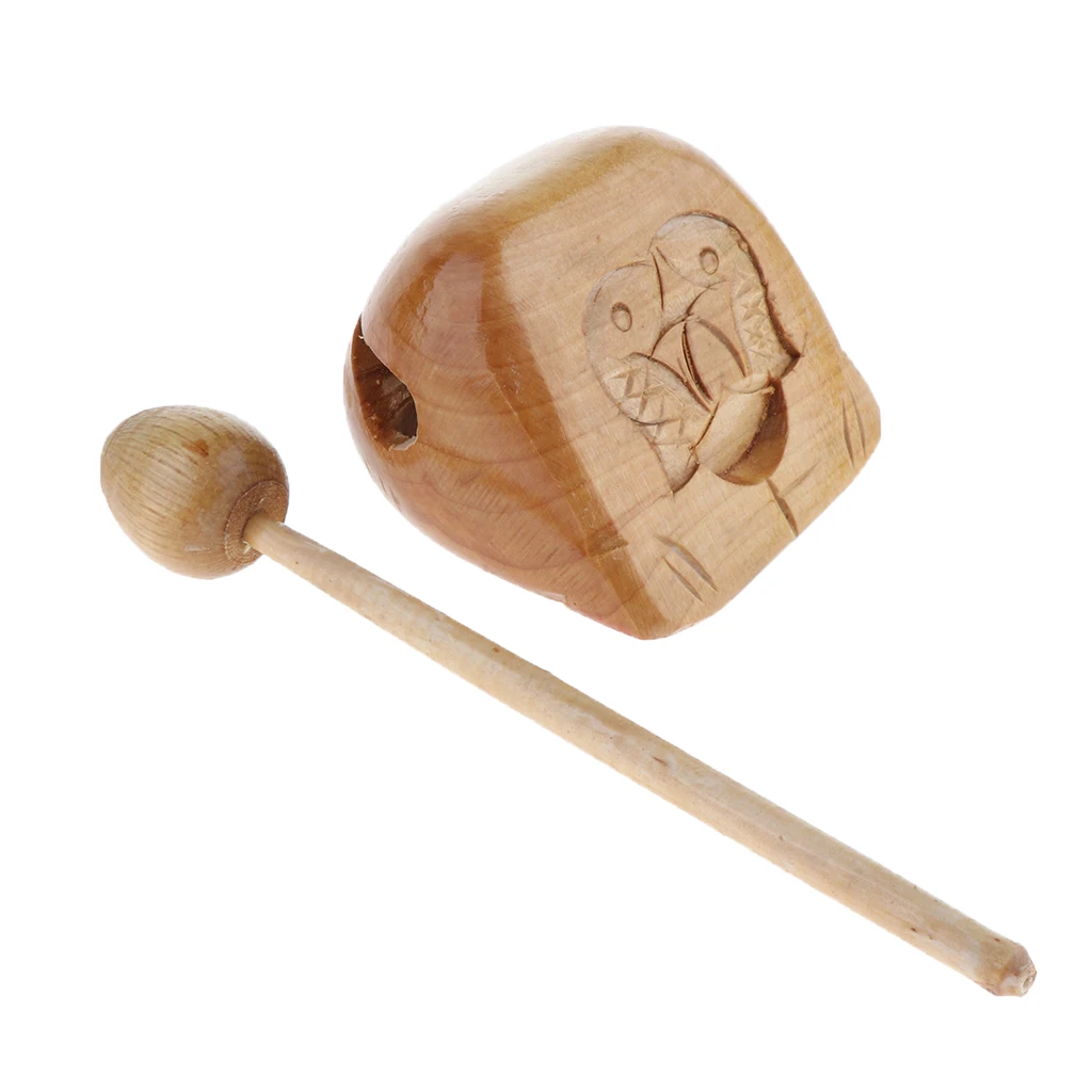 

Hand Percussion Solid Wood Fish Block Clapper Hammer Children Toy 9 x 10cm
