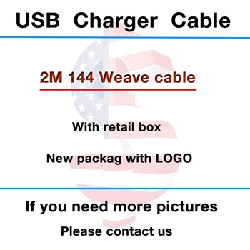 

1000pcs OD:3.0mm 2m 6ft USB Data Sync Charger Original Quality Cable metal braid For iphone 5 6 6S 7 plus 8 X XR XS MAX with box