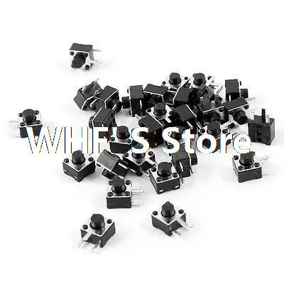 

30 Pcs PCB Mount Momentary 3 Pin SPST Tactile Tact Switch Black 4.5x4.5x4.3mm
