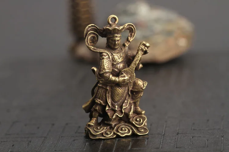 Медный Будда брелок-статуя Кулон старинный латунный четыре силы Бог брелки King Kong брелки коллекция произведений искусства