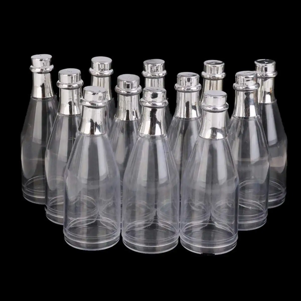 

12pcs Clear Fillable Champagne Bottles Candy Boxes Refillable Bottles Wedding Party Shower Favors Gift Box Plastic Case