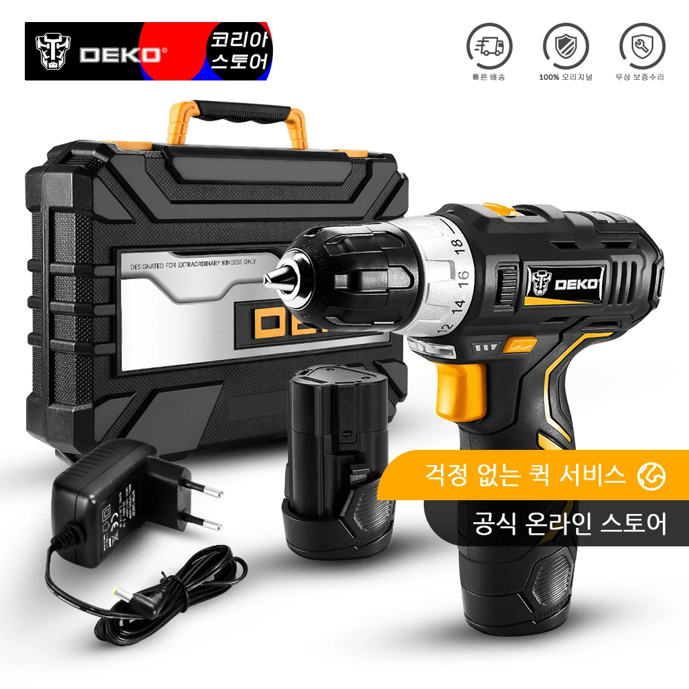 

DEKO GCD12DU3 12 V Max Electric Screwdriver Cordless Drill Mini Wireless Power Driver DC Lithium-Ion Battery 3/8-Inch 2-Speed