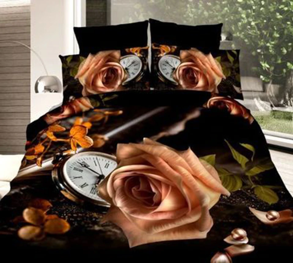 BEST. WENSDHome текстиль цветок 3D постельное белье с рисунком розы набор домашнего текстиля 4 шт. Семейный комплект включает простыню пододеяльник наволочка