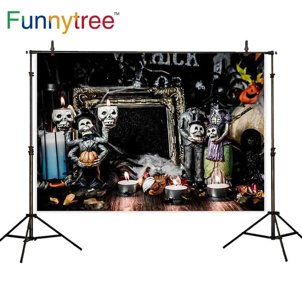 Фон для фотосъемки Funnytree с тематикой Хэллоуина коврики дьявола черепа украшение