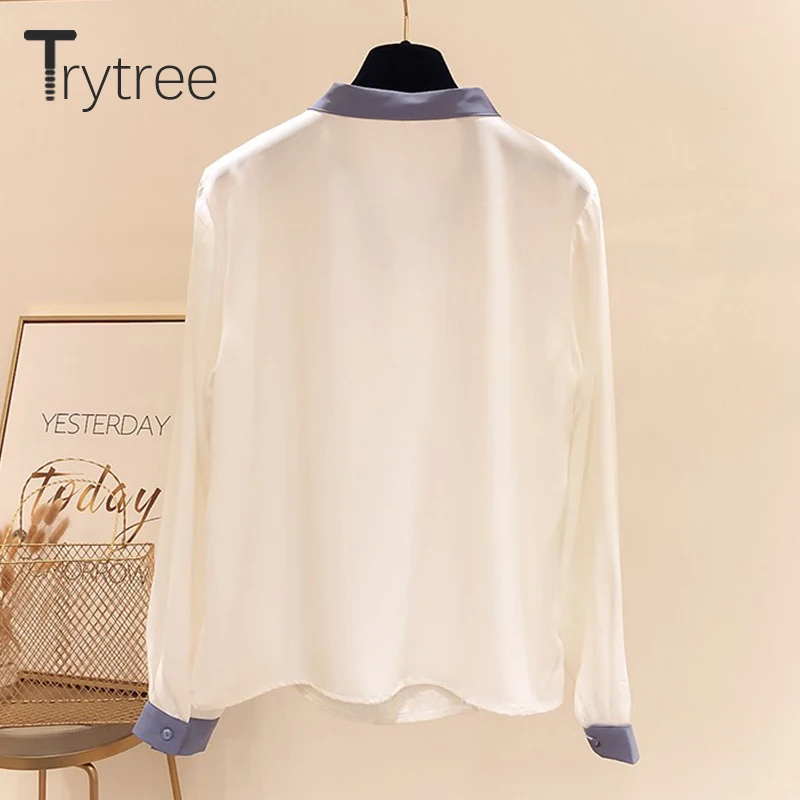 Ttytree/весенне летние блузки Повседневная рубашка для женщин полиэстер Офисная