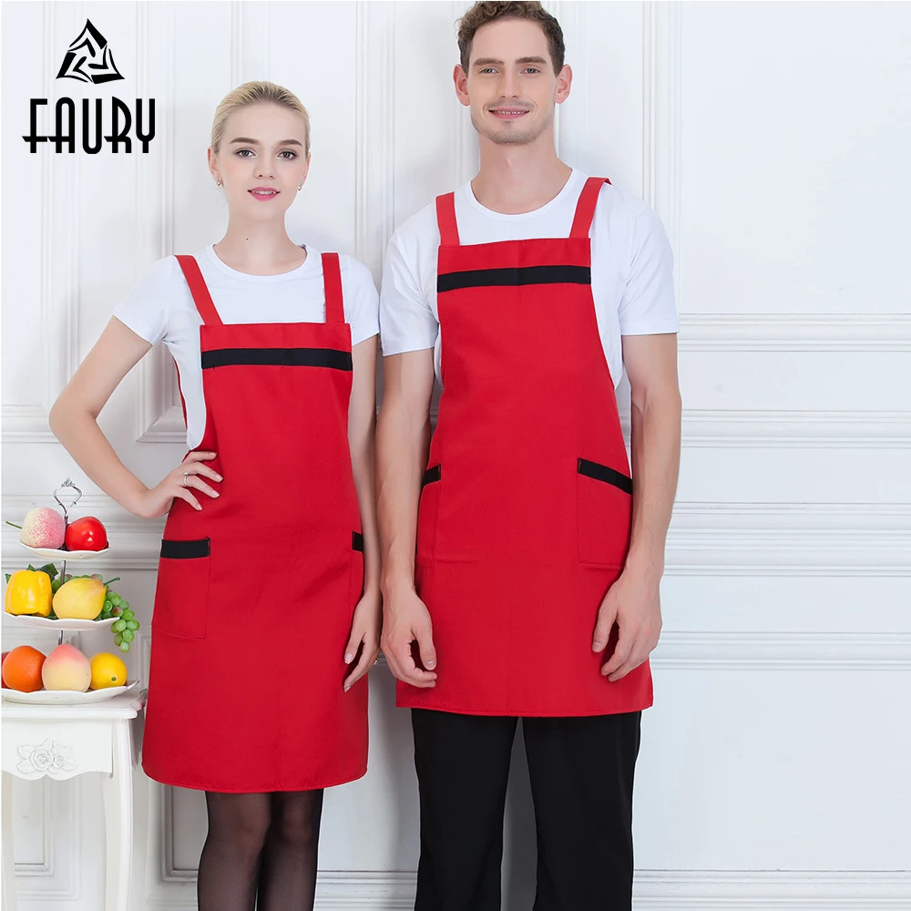 Spliced Color Chef Apron with Pocket Thick Thin Work Wear Aprons for
