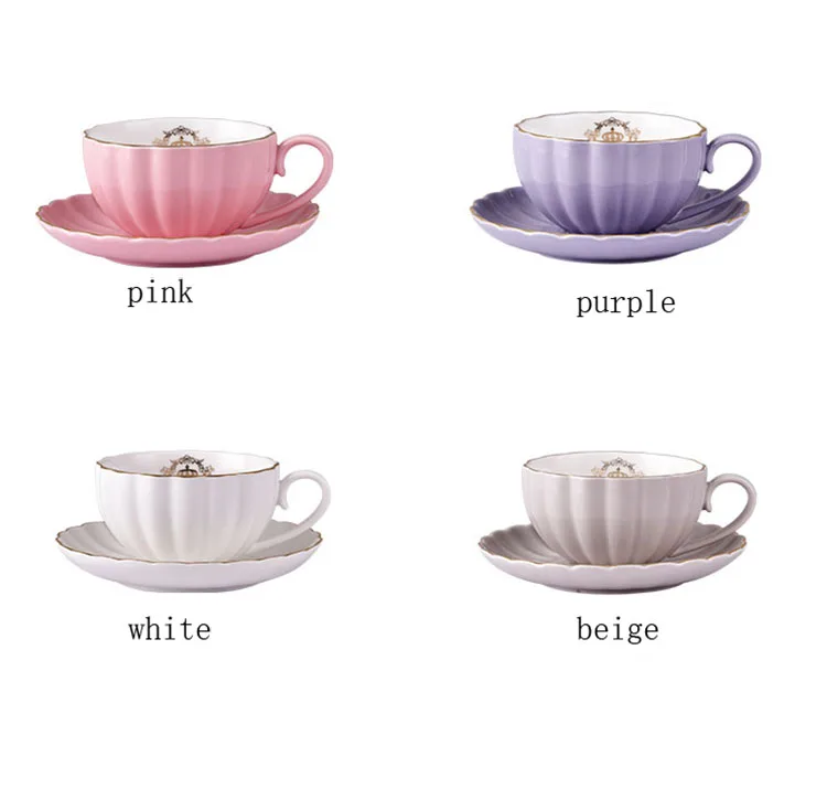 Brief British Bone China тыква в полоску керамическая посуда кофейная чашка кружка с молочным чайником ложка для блюдца Позолоченный Комплект полок набор