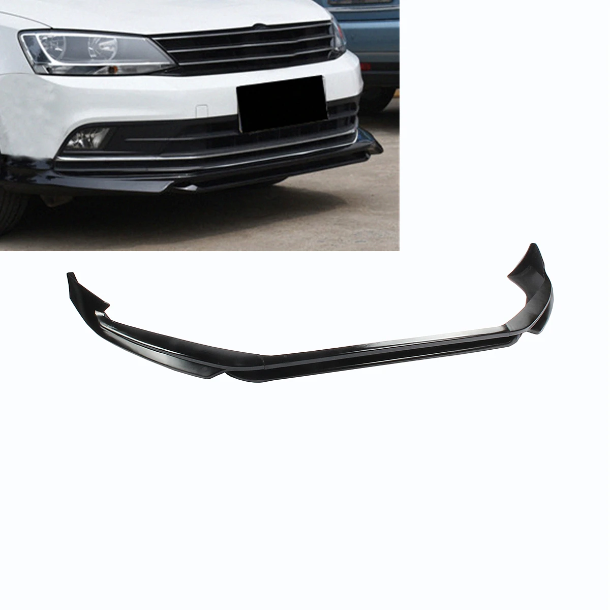 

Black 3-Stage Front Bumper Lip Spoiler Underbody Wing ZT Sport Type Fit For VW JETTA MK6.5 2015-2018 Sedan Don't Match Gli