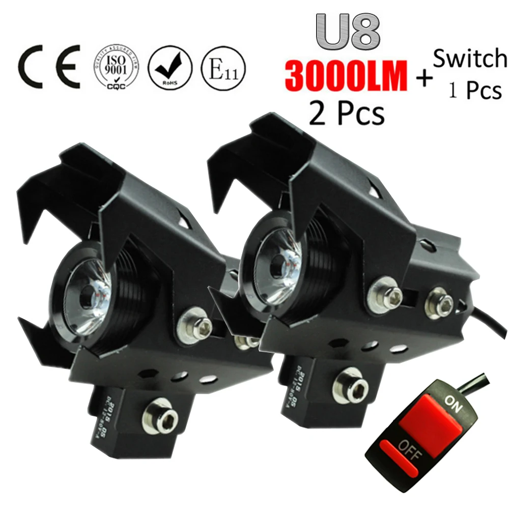 

Huiermeimi 2pcs motorcycle spotlight led U8 Wolverine headlights accessories moto driving auxiliary work head lamp car fog light