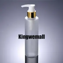 300 шт./лот, емкость 200 мл, матовый ПЭТ пластиковый флакон для лосьона и шампуня с золотой косметической упаковкой, FMJ13