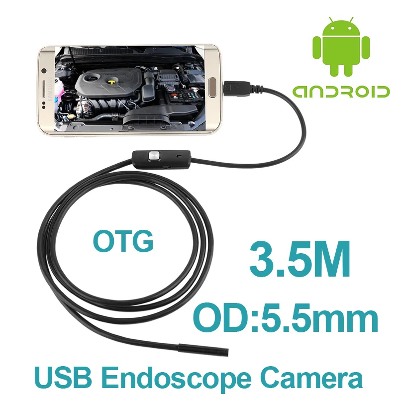 imágenes para 10 unids/lote teléfono android otg cámara de inspección 3.5 m 5.5mm lente del endoscopio inspección de tubos ip67 impermeable 720 p hd micro usb de la cámara imágenes para 10 unids/lote teléfono android otg cámara de inspección 3.5 m 5.5mm lente del endoscopio inspección de tubos ip67 impermeable 720 p hd micro usb de la cámara