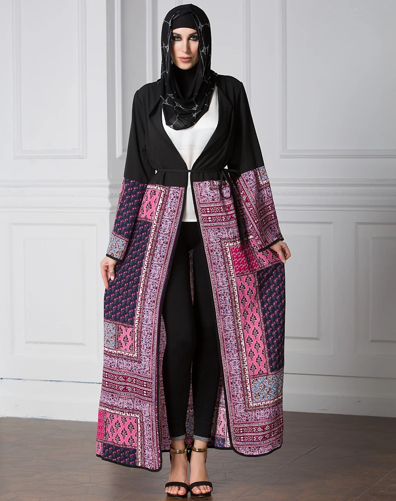 Винтаж Для женщин Турецкая абайа Халат большой Размеры 5XL мусульманских кардиган платье лоскутное турецкий Исламская одежда для женщин