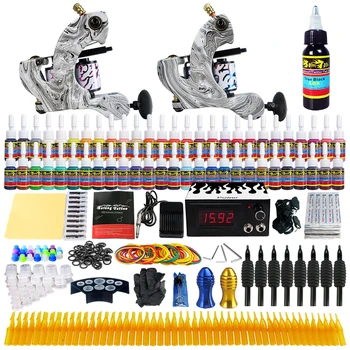 

Professional Complete Tattoo Kit 2 Machine Guns 54 Color Inks Power Supply TK220