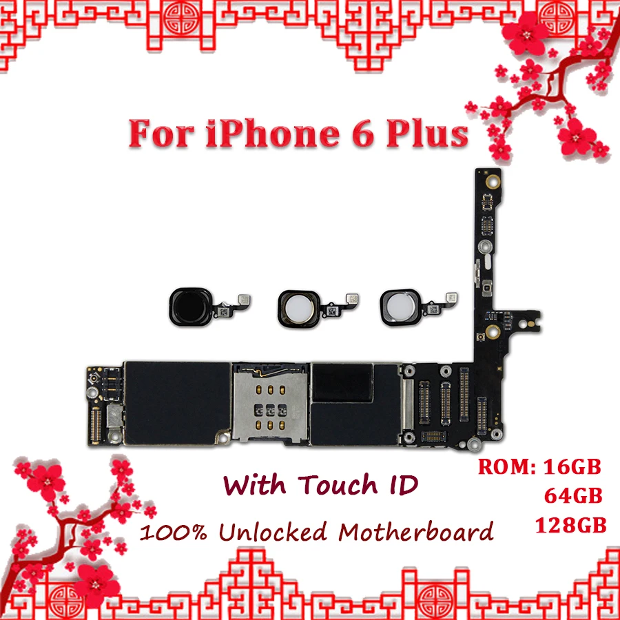 

100% Unlocked No iCloud For iPhone 6 Plus mother board With Touch ID,Disassemble Logic Board For iPhone 6 Plus Motherboard