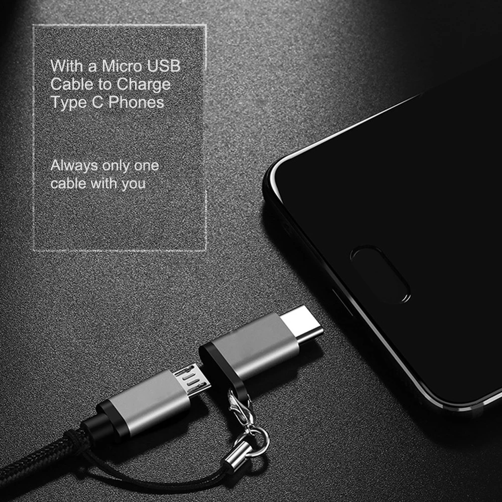 Адаптер VOXLINK Micro USB для type C, сплав, чехол, Android, разъем Micro USB для type C, для huawei, для Xiaomi, с адаптерами для ключей