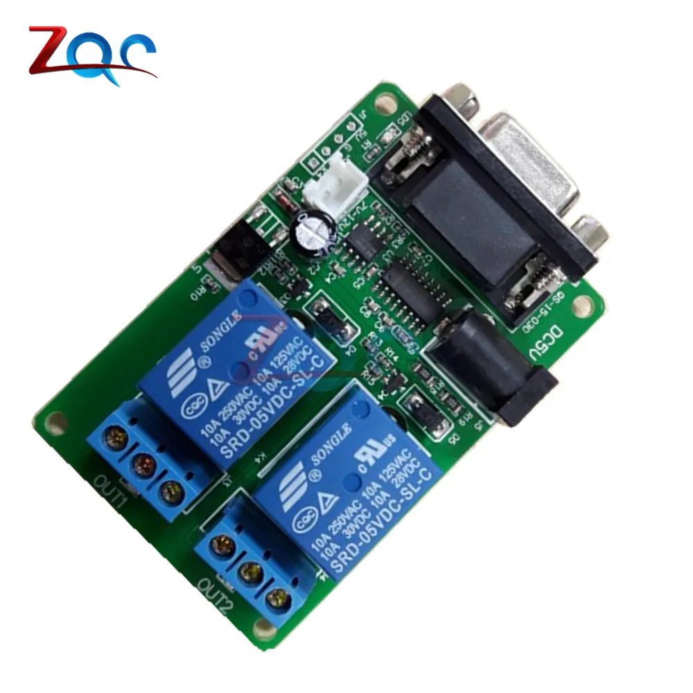 DC 5v 2 Channel rs232 serial control Relay switch Board SCM PC transmisores DC 5v 2 Channel rs232 serial control Relay switch Board SCM PC transmisores