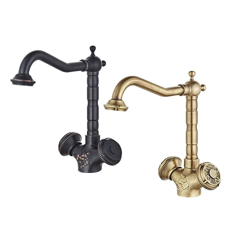

Free Shipping ORB Black Bathroom Faucet Sink Basin faucet Mixer Tap Cold And Hot Water taps Dual Handle Antique brass JP119L