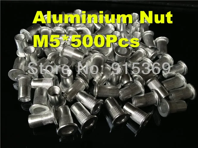 200pcs M5 Rivet Nut Aluminum Flat head blind insert nut POP Alu ribbed
